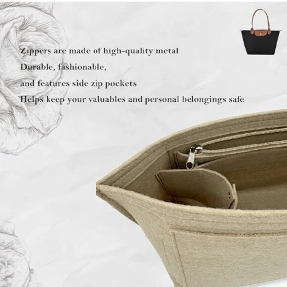Womens Purse Organizer Insert, Bag Organizer for Le Pliage, Handbags Size Large - Picture 2 of 8